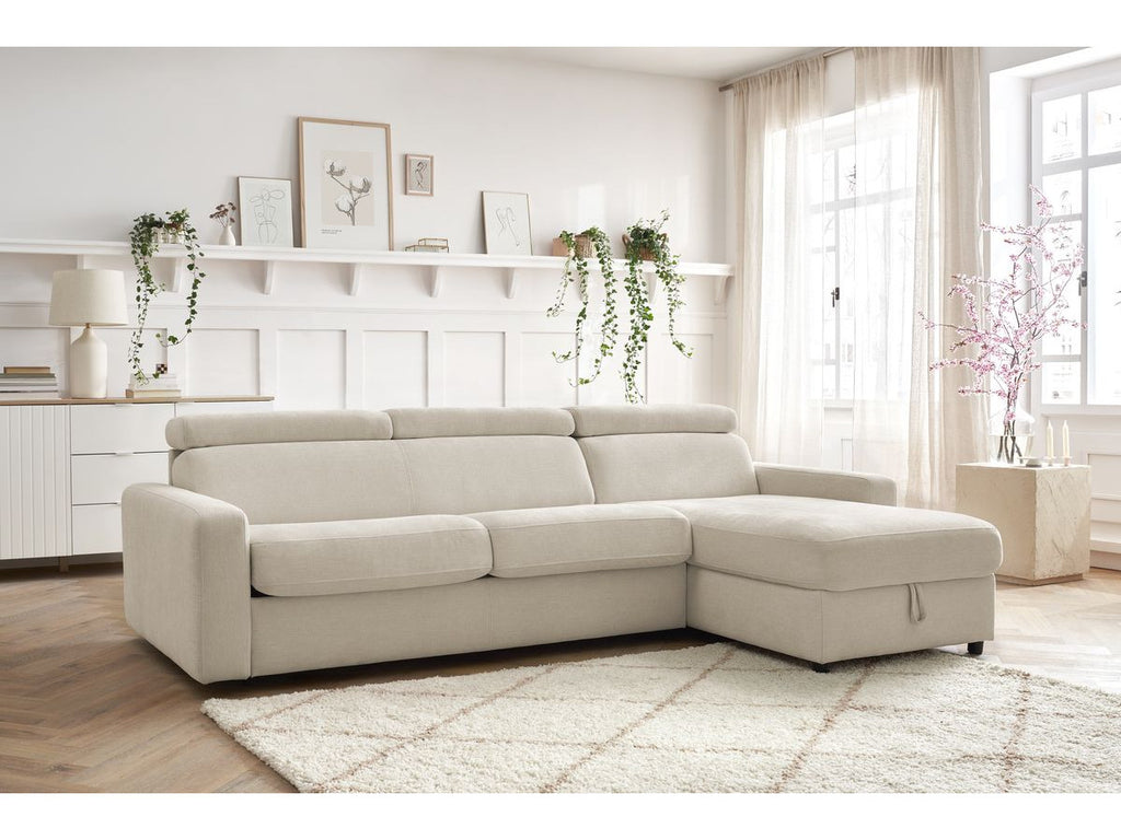 Canapé d'angle réversible convertible coffre MONACO tissu lisse