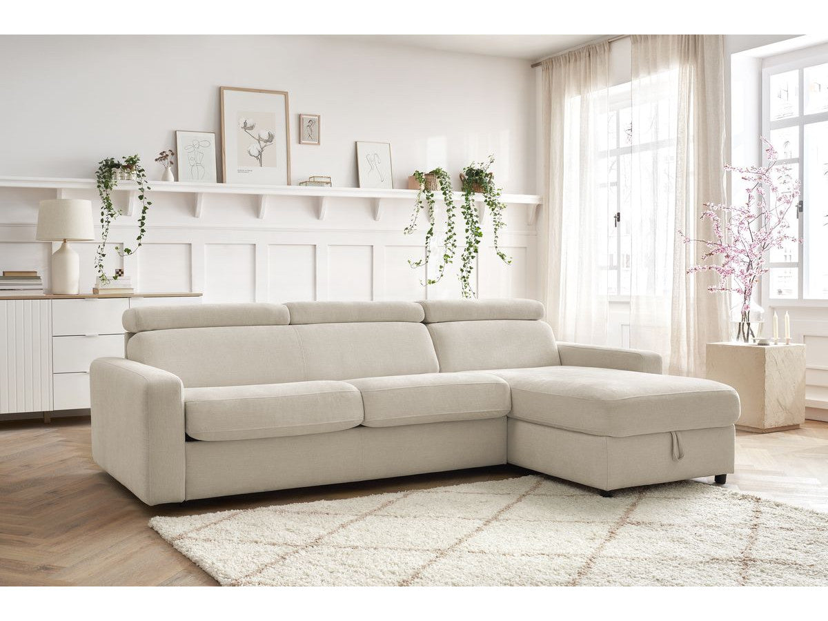 Canapé d'angle réversible convertible coffre MONACO tissu lisse