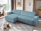 Canapé d'angle réversible convertible coffre NIHAD velours côtelé avec pouf