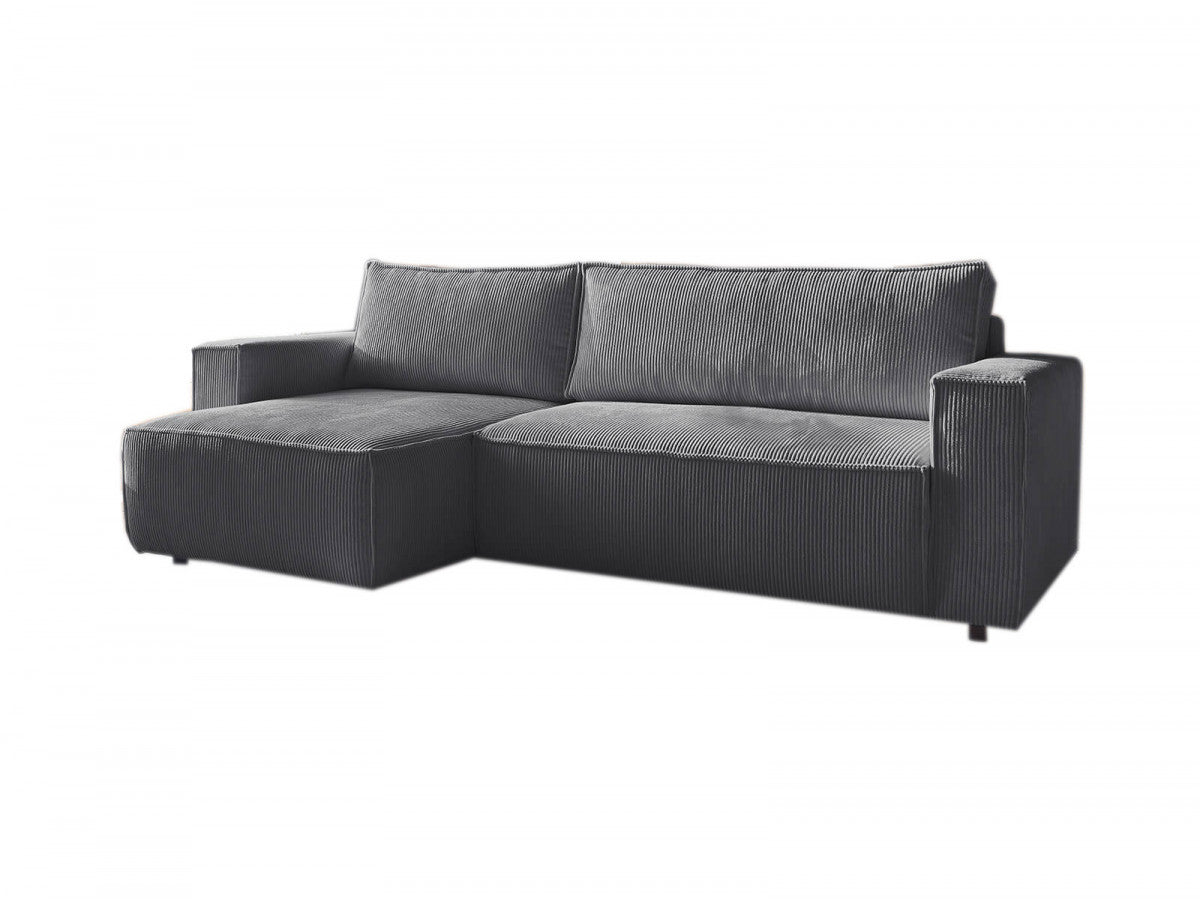 Canapé d'angle réversible convertible coffre NIHAD velours côtelé