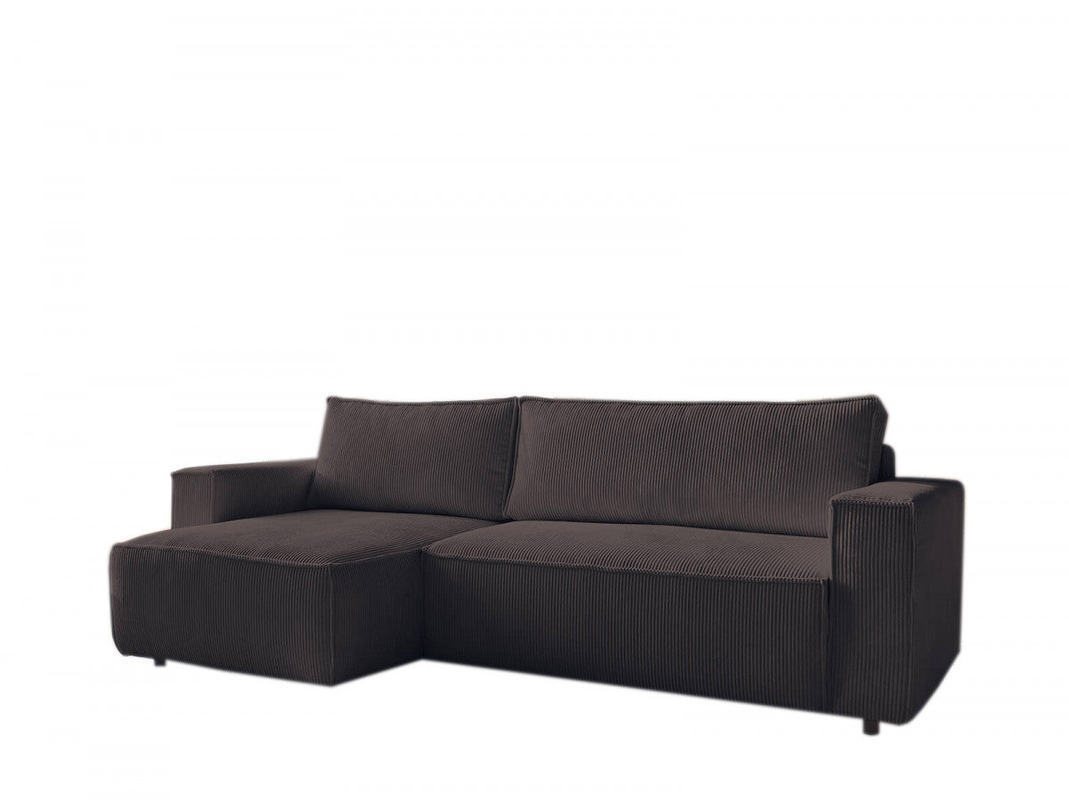Canapé d'angle réversible convertible coffre NIHAD velours côtelé