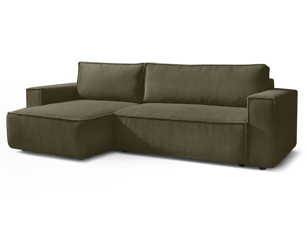 Canapé d'angle réversible convertible coffre NIHAD velours côtelé