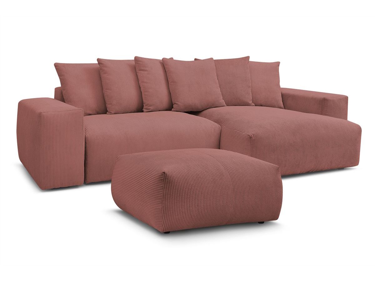 Canapé d'angle réversible convertible coffre VOLTAIRE avec pouf