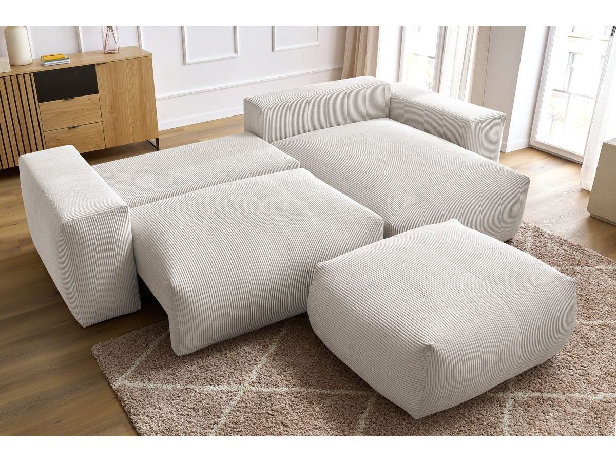 Canapé d'angle réversible convertible coffre VOLTAIRE avec pouf