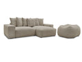 Canapé d'angle réversible convertible coffre VOLTAIRE tissu chiné avec pouf