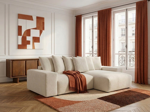 Canapé d'angle convertible réversible coffre VOLTAIRE tissu chiné