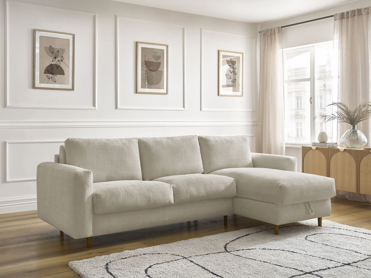 Canapé d'angle réversible convertible NOUVEAU COCOONE ouverture express tissu texturé
