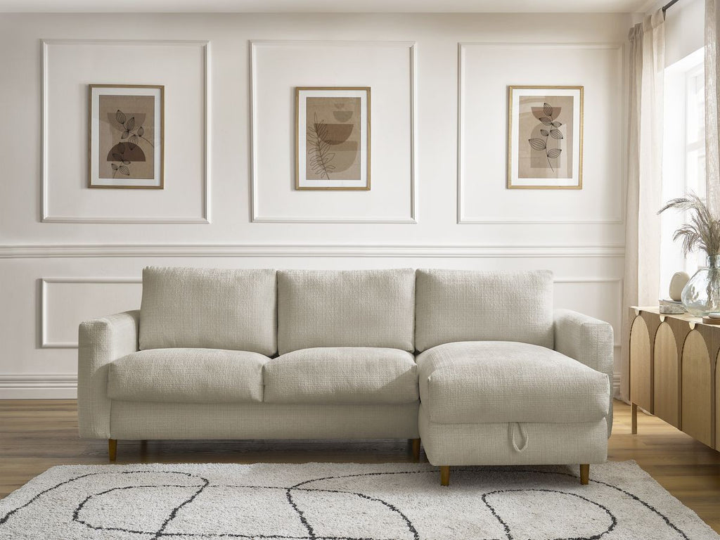 Canapé d'angle réversible convertible NOUVEAU COCOONE ouverture express tissu texturé