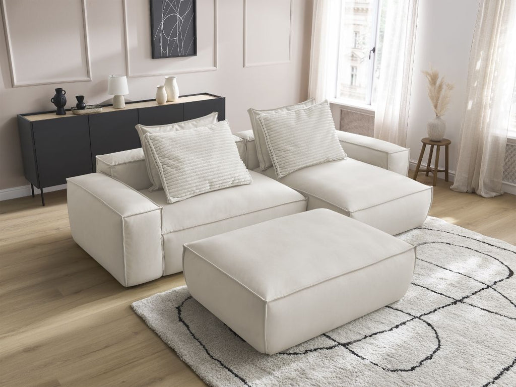 Canapé d'angle réversible ultra moelleux BOHEME cuir végan avec pouf