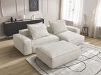 Canapé d'angle réversible ultra moelleux BOHEME cuir végan avec pouf
