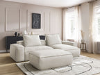 Canapé d'angle réversible ultra moelleux BOHEME cuir végan avec pouf
