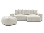 Canapé d'angle fixe réversible VOLTAIRE tissu chiné avec pouf