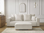 Canapé droit fixe 3 places SIDONIE tissu chiné avec pouf