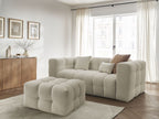 Canapé droit convertible ouverture express 3 places CLOUD tissu bouclette avec pouf