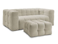 Canapé droit convertible ouverture express 3 places CLOUD tissu bouclette avec pouf