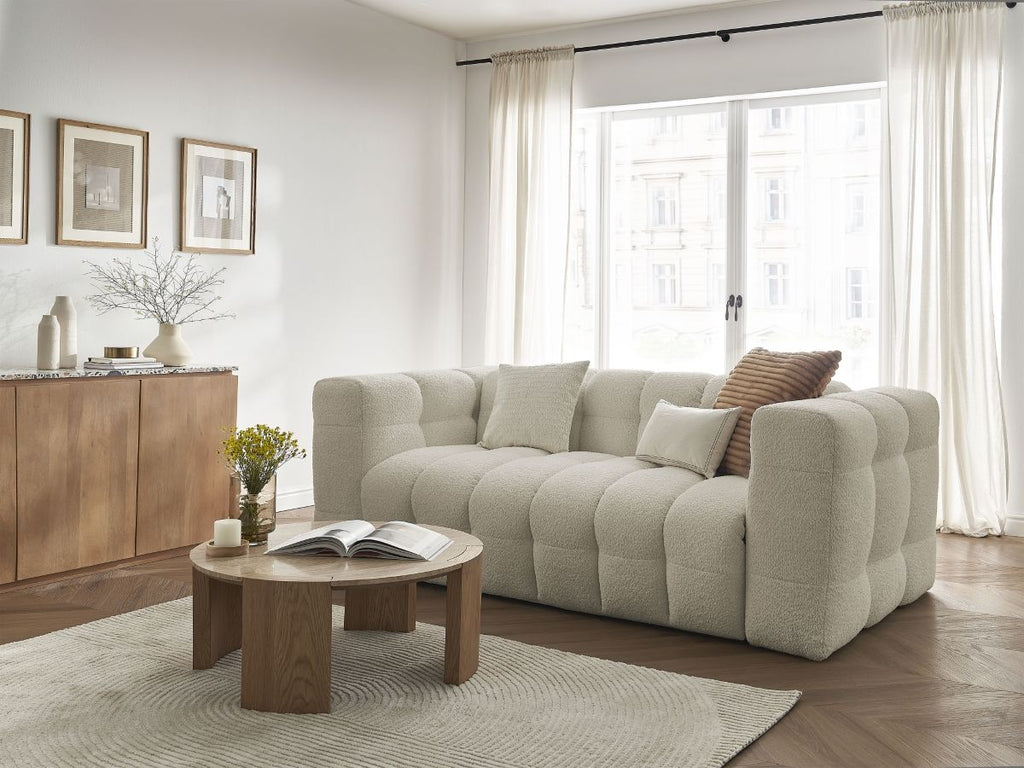 Canapé droit convertible ouverture express 3 places CLOUD tissu bouclette