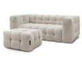 Canapé droit convertible ouverture express 3 places CLOUD tissu lisse avec pouf