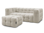 Canapé droit convertible ouverture express 3 places CLOUD tissu lisse avec pouf