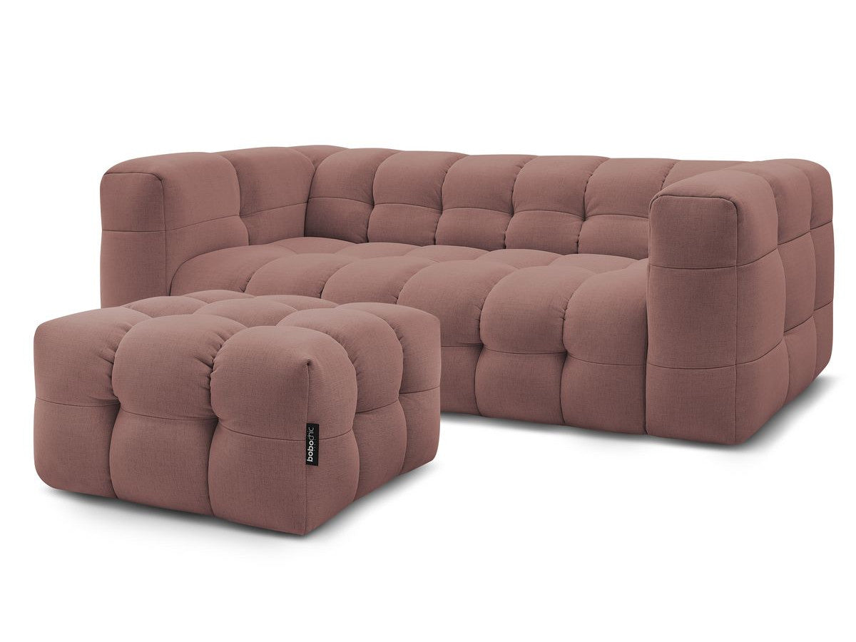 Canapé droit convertible ouverture express 3 places CLOUD tissu lisse avec pouf