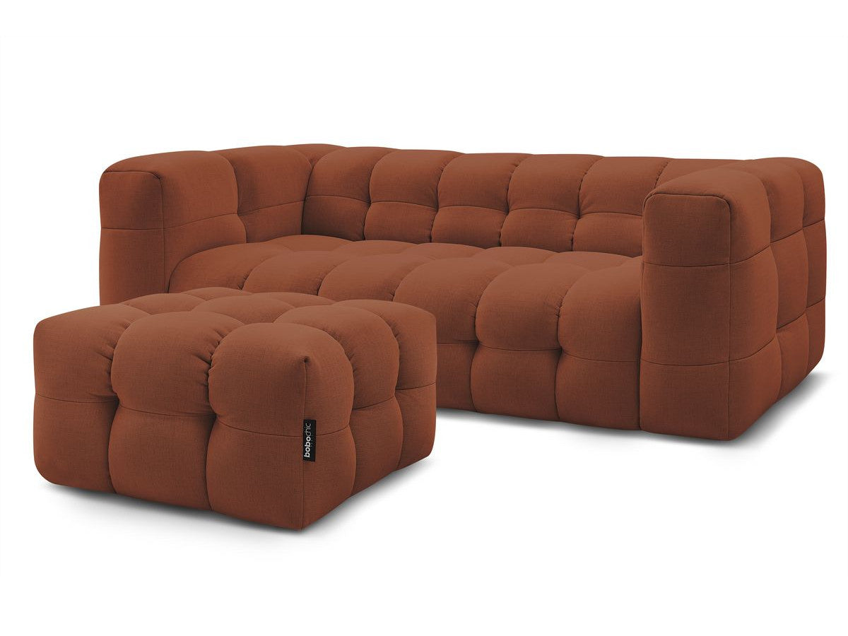 Canapé droit convertible ouverture express 3 places CLOUD tissu lisse avec pouf