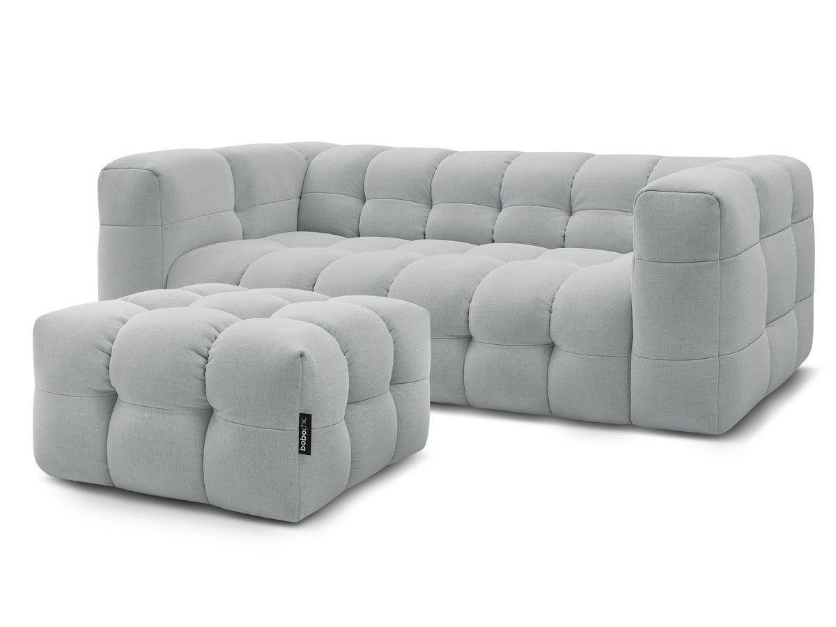Canapé droit convertible ouverture express 3 places CLOUD tissu lisse avec pouf