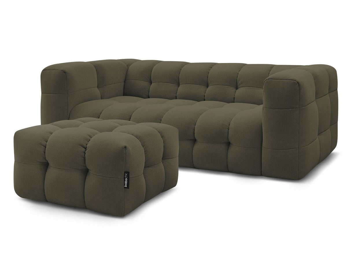 Canapé droit convertible ouverture express 3 places CLOUD tissu lisse avec pouf