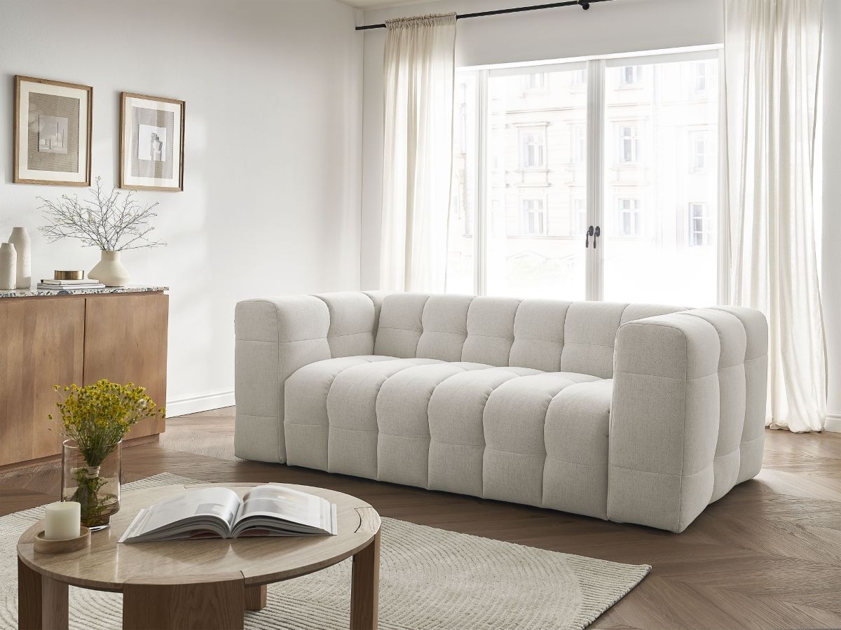 Canapé droit convertible ouverture express 3 places CLOUD tissu lisse
