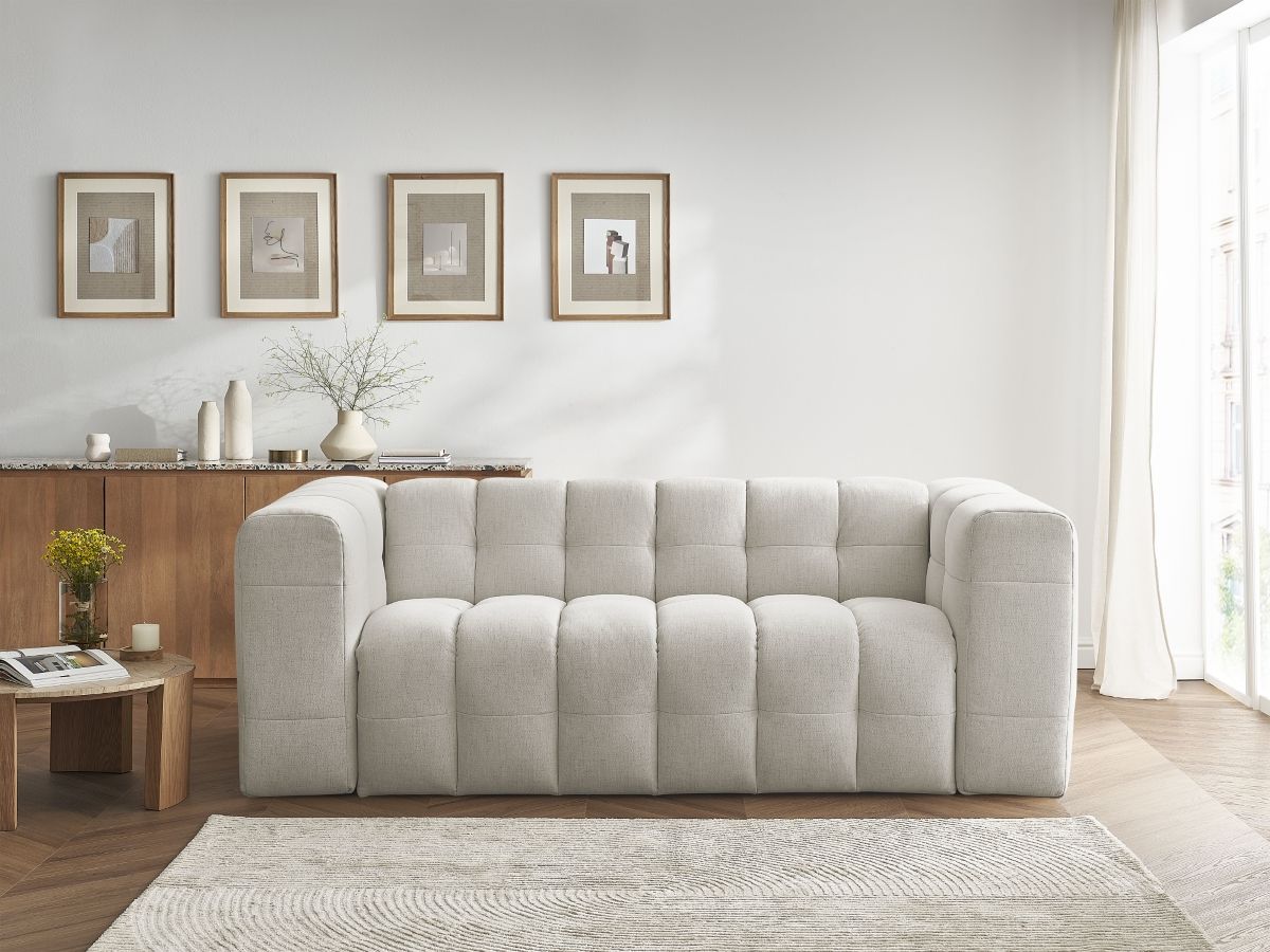 Canapé droit convertible ouverture express 3 places CLOUD tissu lisse