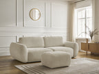 Canapé droit convertible 3 places DENISE tissu texturé avec pouf