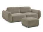 Canapé droit convertible 3 places DENISE tissu texturé avec pouf