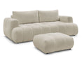 Canapé droit convertible 3 places FUJI tissu bouclette avec pouf