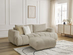 Canapé droit convertible 3 places FUJI tissu bouclette avec pouf