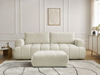 Canapé droit convertible 3 places FUJI tissu lisse avec pouf