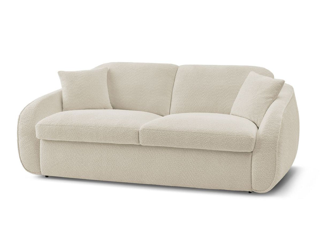 Canapé droit convertible CEZANNE ouverture express tissu bouclette