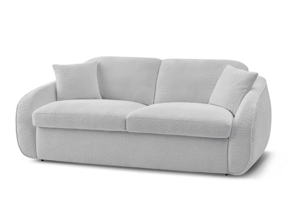Canapé droit convertible CEZANNE ouverture express tissu bouclette