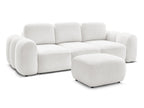 Canapé droit convertible coffre 3 places MONTAIGNE tissu bouclette avec pouf