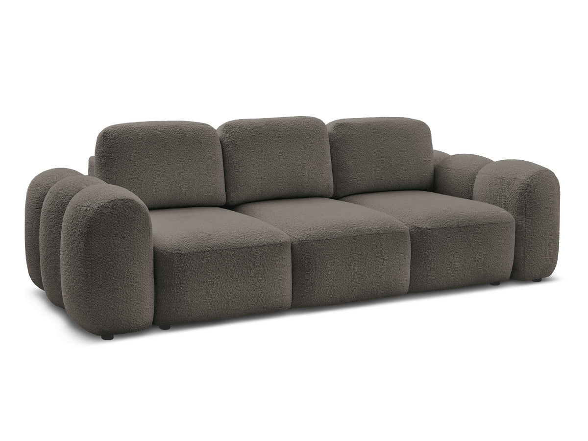 Canapé droit convertible coffre 3 places MONTAIGNE tissu bouclette