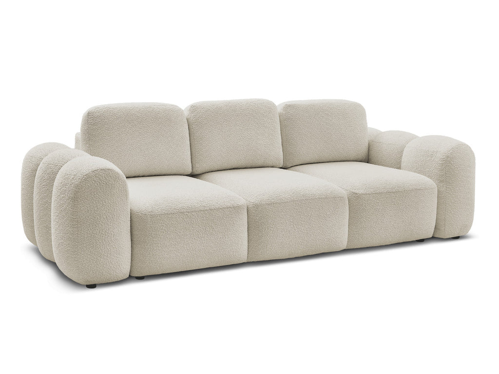 Canapé droit convertible coffre 3 places MONTAIGNE tissu bouclette