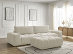 Canapé droit convertible coffre ANAKIN tissu bouclette avec pouf