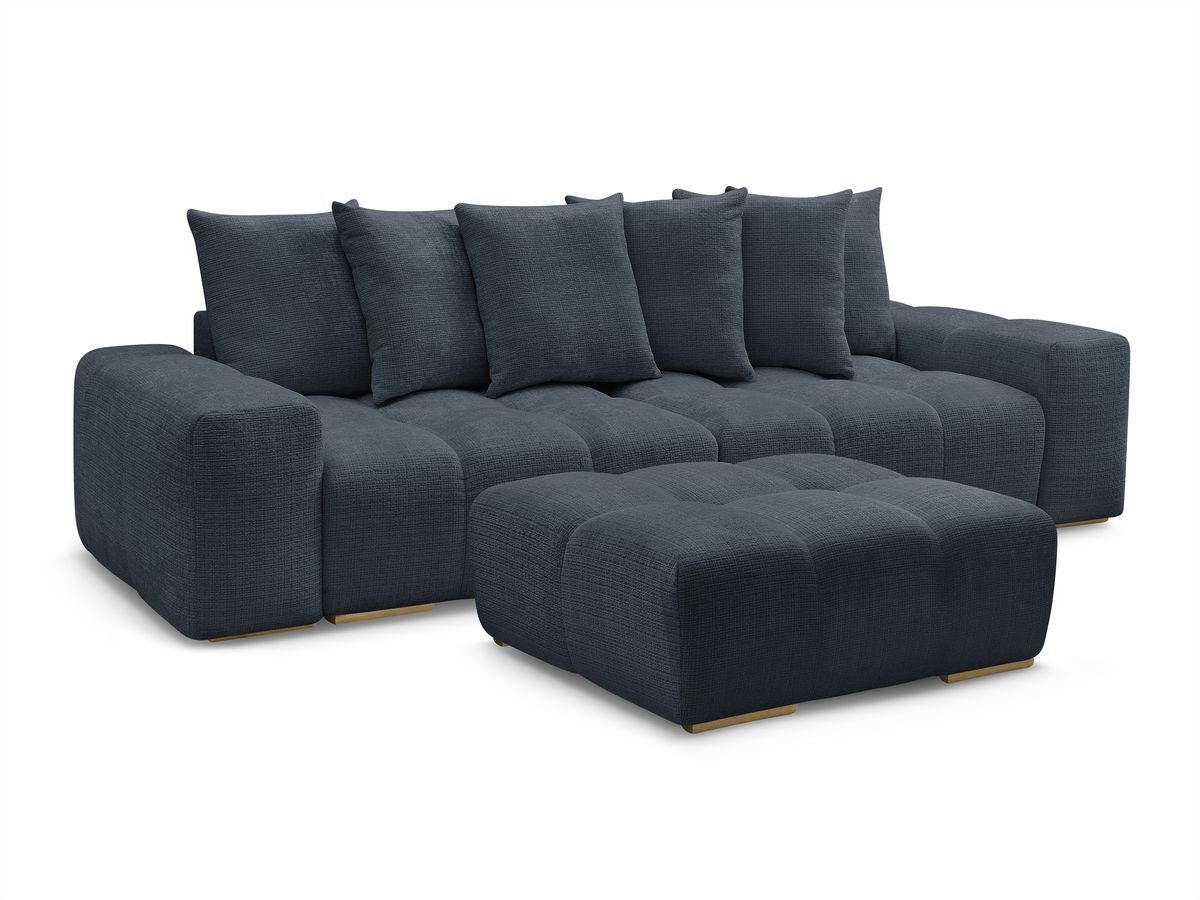 Canapé droit convertible coffre ANAKIN tissu texturé avec pouf
