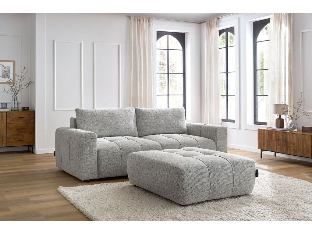Canapé droit convertible coffre ARSENE avec pouf