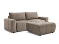 Canapé droit convertible coffre ARSENE tissu velours avec pouf