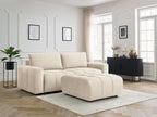 Canapé droit convertible coffre ARSENE tissu velours avec pouf
