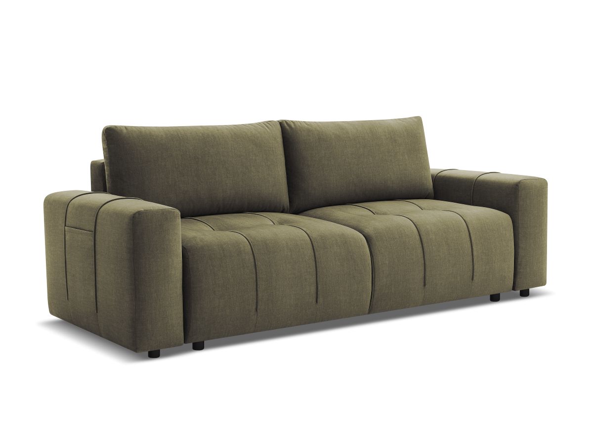Canapé droit convertible coffre ARSENE tissu velours
