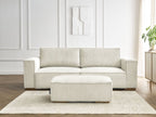 Canapé droit convertible coffre CHELSEA gros côtelé doux avec pouf