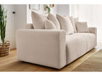 Canapé droit convertible coffre ENVY tissu bouclette doux avec pouf rectangulaire