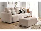 Canapé droit convertible coffre ENVY tissu bouclette doux avec pouf rectangulaire