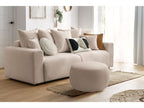 Canapé droit convertible coffre ENVY tissu bouclette doux avec pouf rond