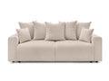 Canapé droit convertible coffre ENVY tissu bouclette doux avec pouf rond