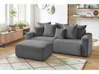 Canapé droit convertible coffre ENVY velours côtelé avec pouf